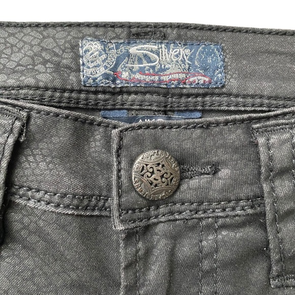 Silver Aiko Black Faux Snakeskin Skinny Jean 27/31 - Picture 4 of 12